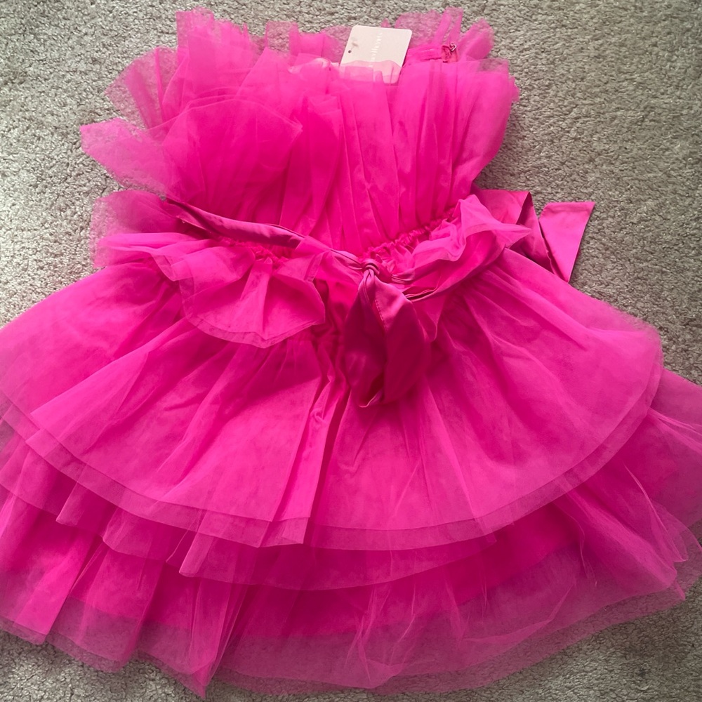 Elegant Pink Tulle Mini Dress